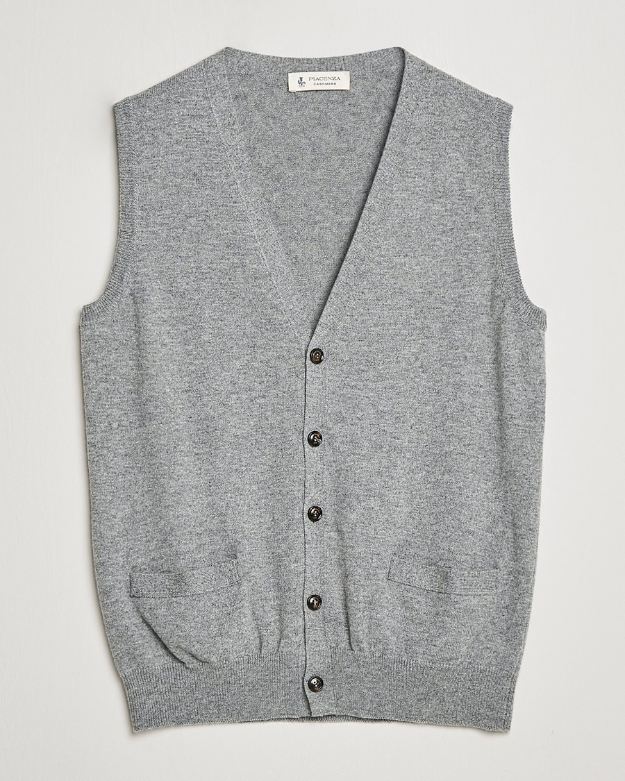 Piacenza Cashmere Cashmere Sleeveless Cardigan Light Grey – Gris