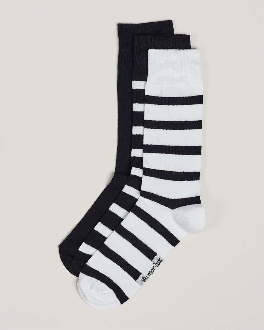 Armor-lux 3-Pack Loer Socks Navy/White – Bleu