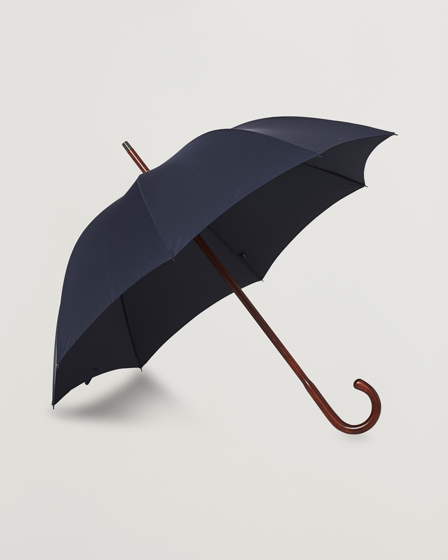 Fox Umbrellas Polished Cherrywood Solid Umbrella Navy – Bleu