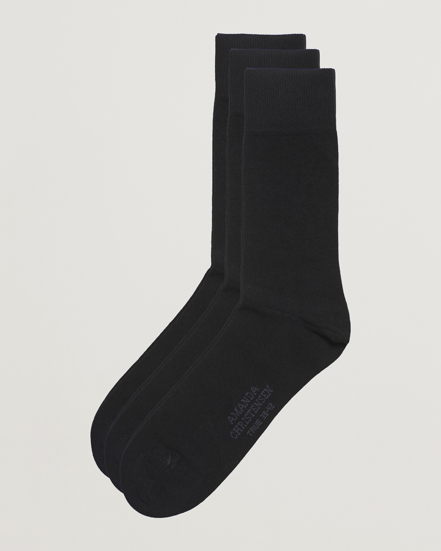Amanda Christensen 3-Pack True Cotton Socks Black – Noir