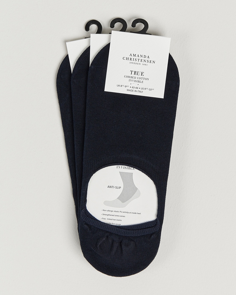 Amanda Christensen 3-Pack True Cotton Invisible Socks Dark Navy – Bleu
