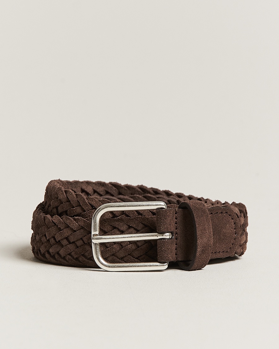 Anderson's Woven Suede Belt 3 cm Dark Brown – Marron