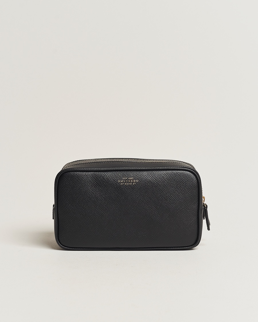 Smythson Panama Double Zip Washbag Black – Noir