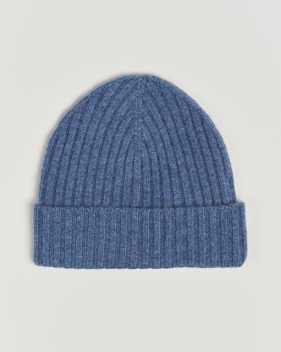 Amanda Christensen Amanda ChristensenRib Knitted Cashmere CapBlue Melange – Bleu