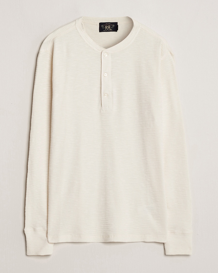 RRL Long Sleeve Henley Paper White – Blanc