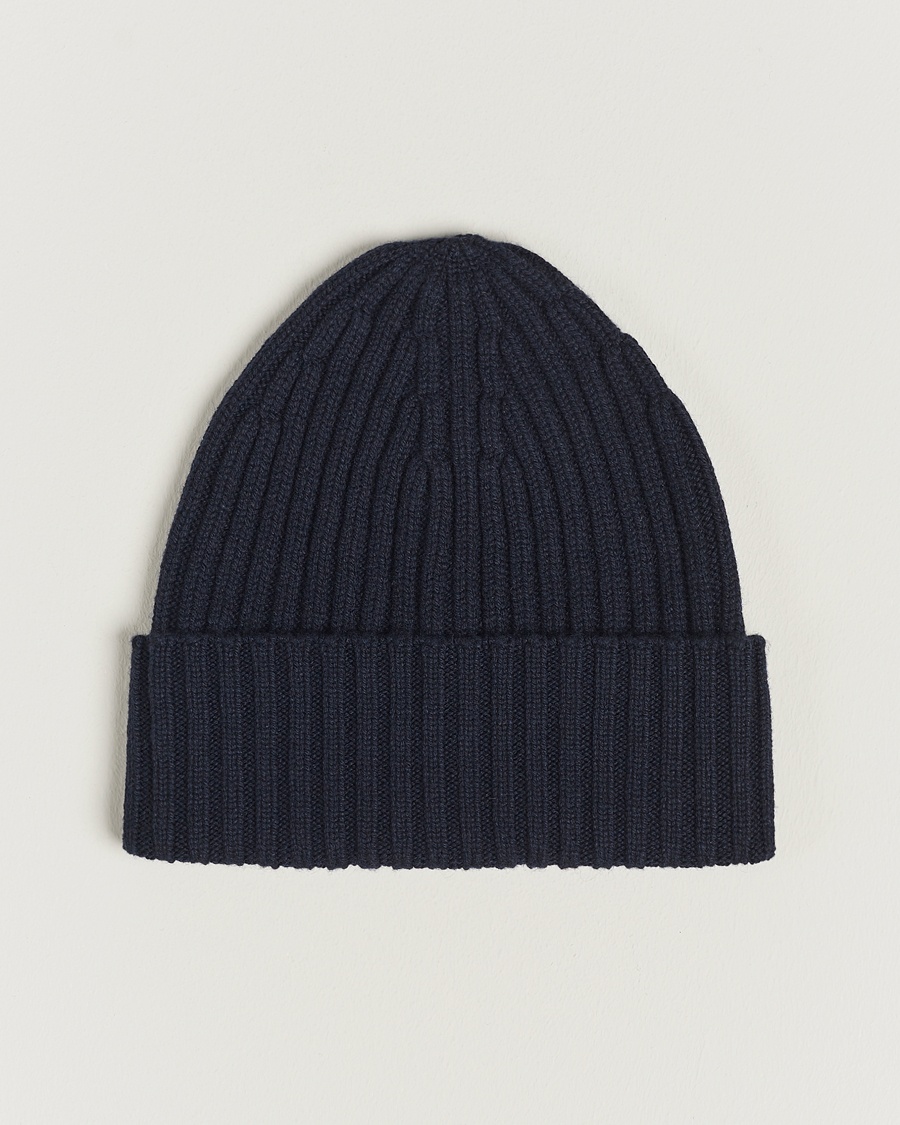 Piacenza Cashmere Ribbed Cashmere Beanie Navy – Bleu