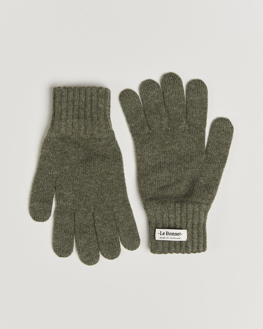 Le Bonnet Merino Wool Gloves Croco – Vert