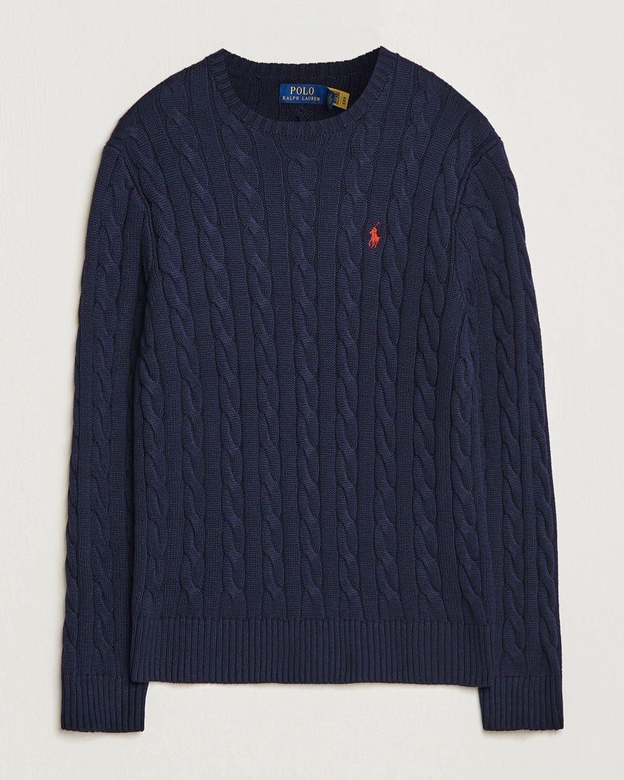 Polo Ralph Lauren Cotton Cable Pullover Hunter Navy – Bleu