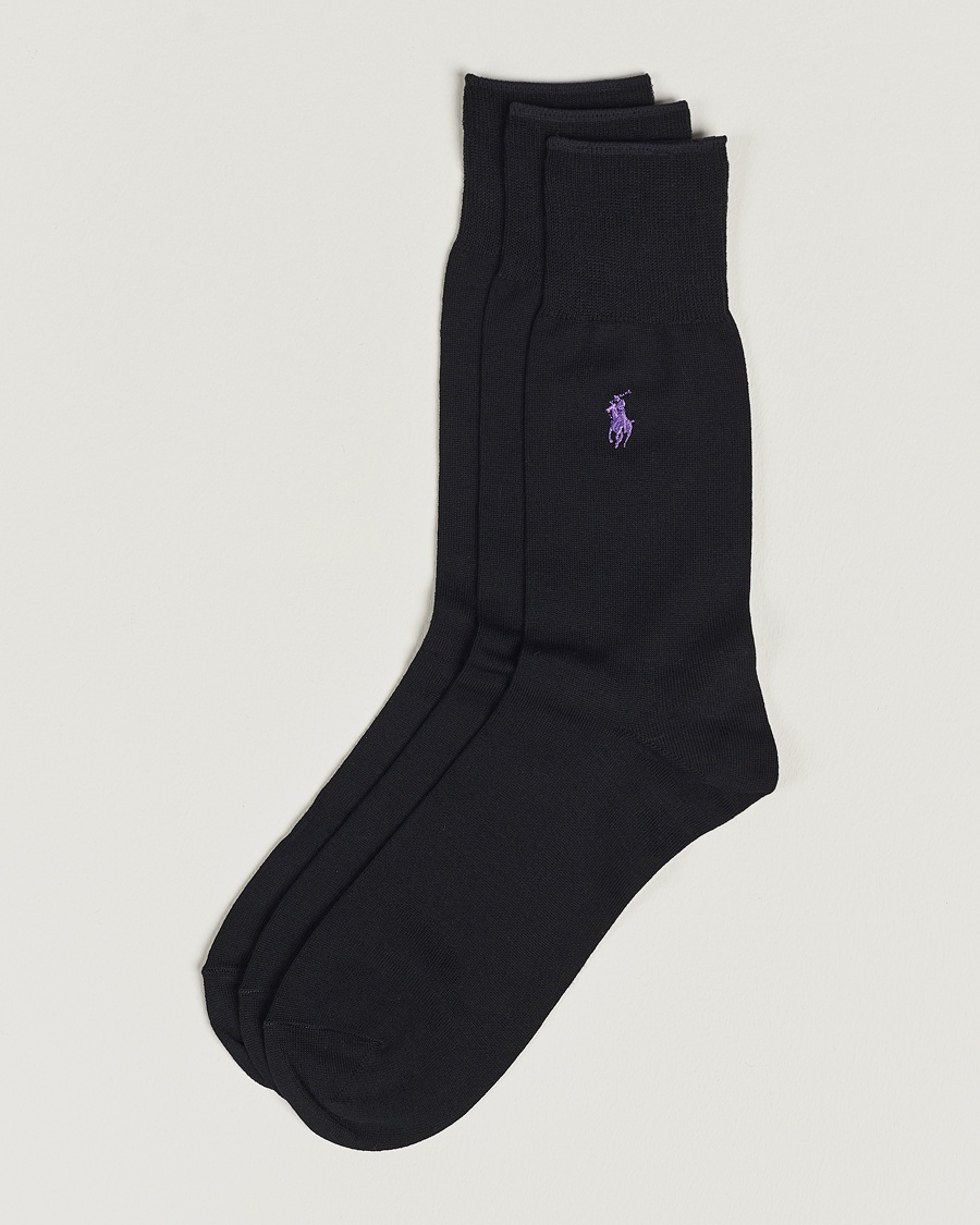 Polo Ralph Lauren 3-Pack Mercerized Cotton Socks Black – Noir