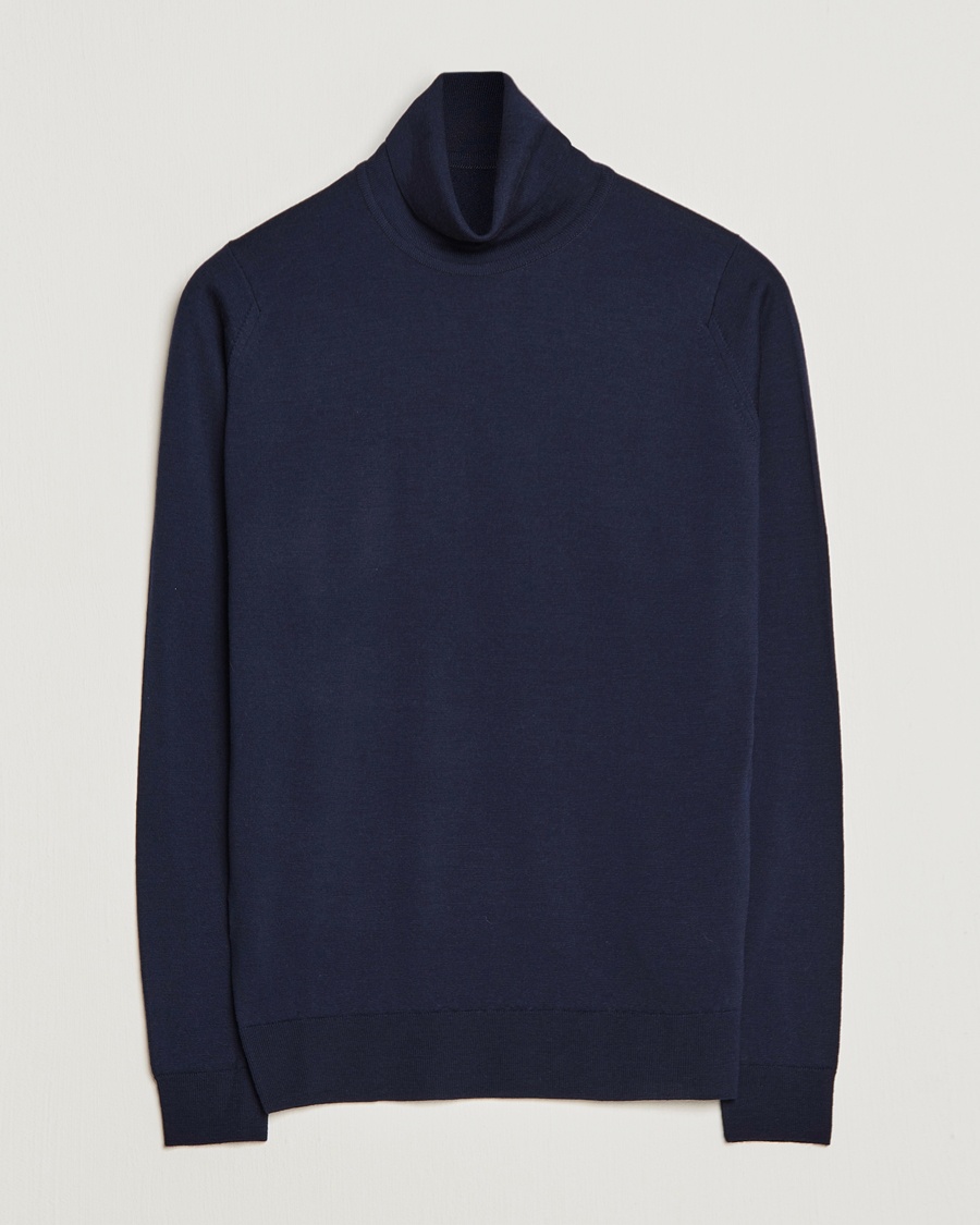 John Smedley Cherwell Extra Fine Merino Rollneck Midnight – Bleu