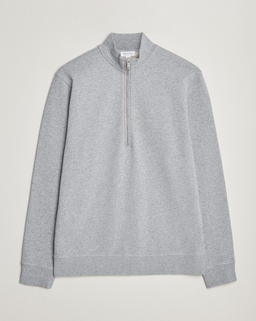 Sunspel Loopback Half Zip Grey Melange – Gris