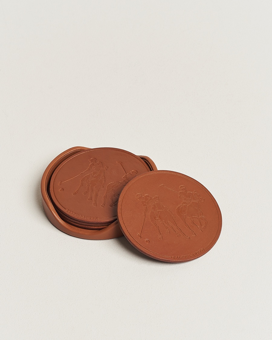 Ralph Lauren Home Garrett Leather Coaster Set – Marron