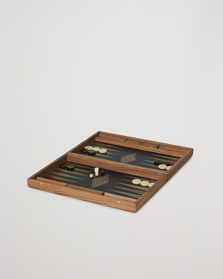 Manopoulos Walnut & Black Oak Large Backgammon – Marron