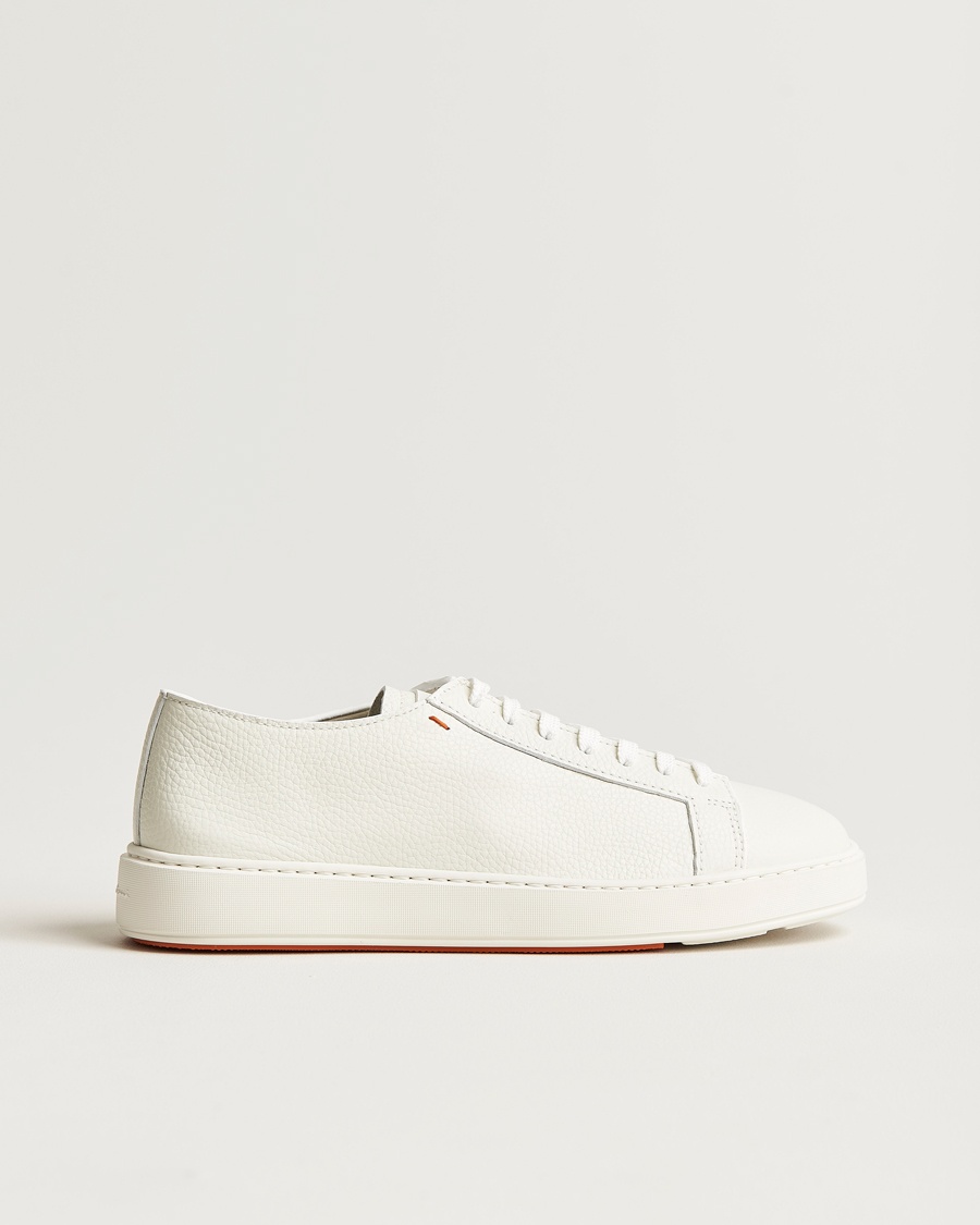 Santoni Low Top Grain Leather Sneaker White Calf – Blanc