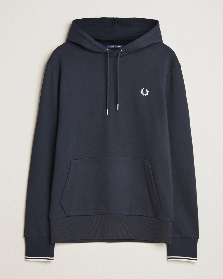 Fred Perry Tipped Hoodie Navy – Bleu