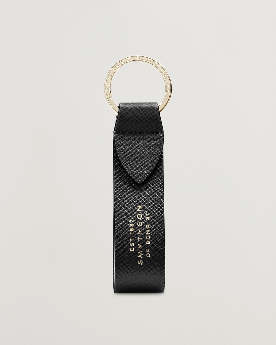 Smythson Panama Leather Keyring Black – Noir