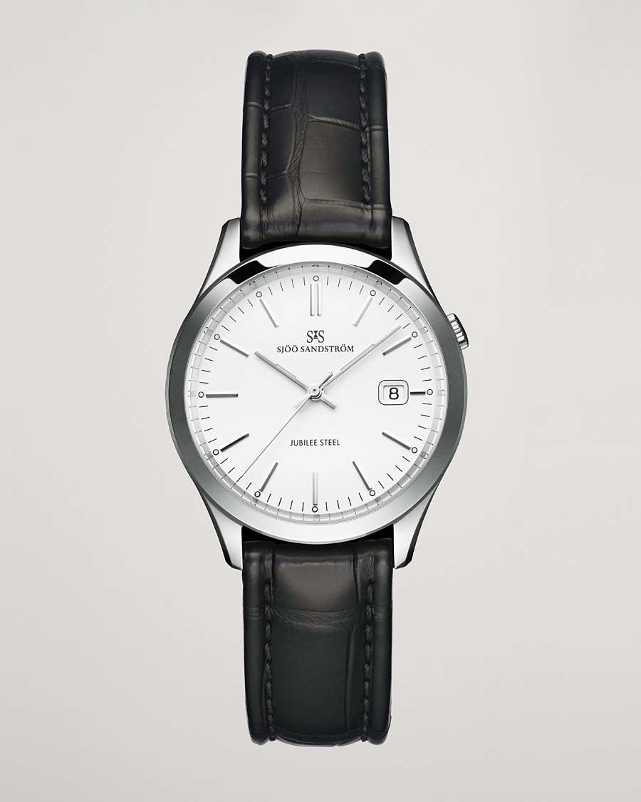 Sjöö Sandström Jubilee Steel Quartz 40mm White/Black Calf – Noir