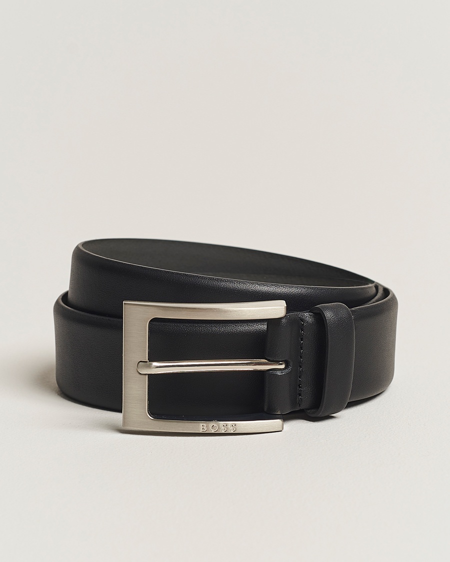 BOSS BLACK Barnabie Leather Belt 3,5 cm Black – Noir