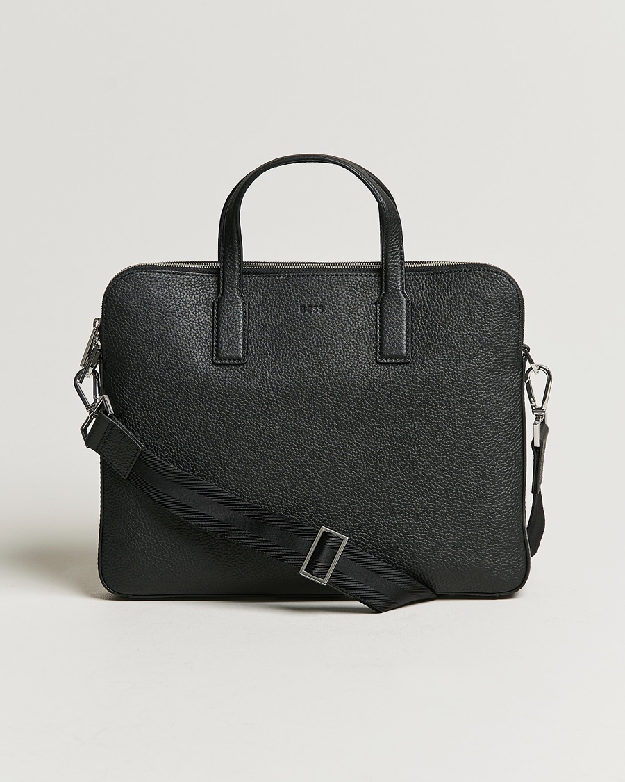 BOSS BLACK Crosstown Slim Computer Leather Bag Black – Noir