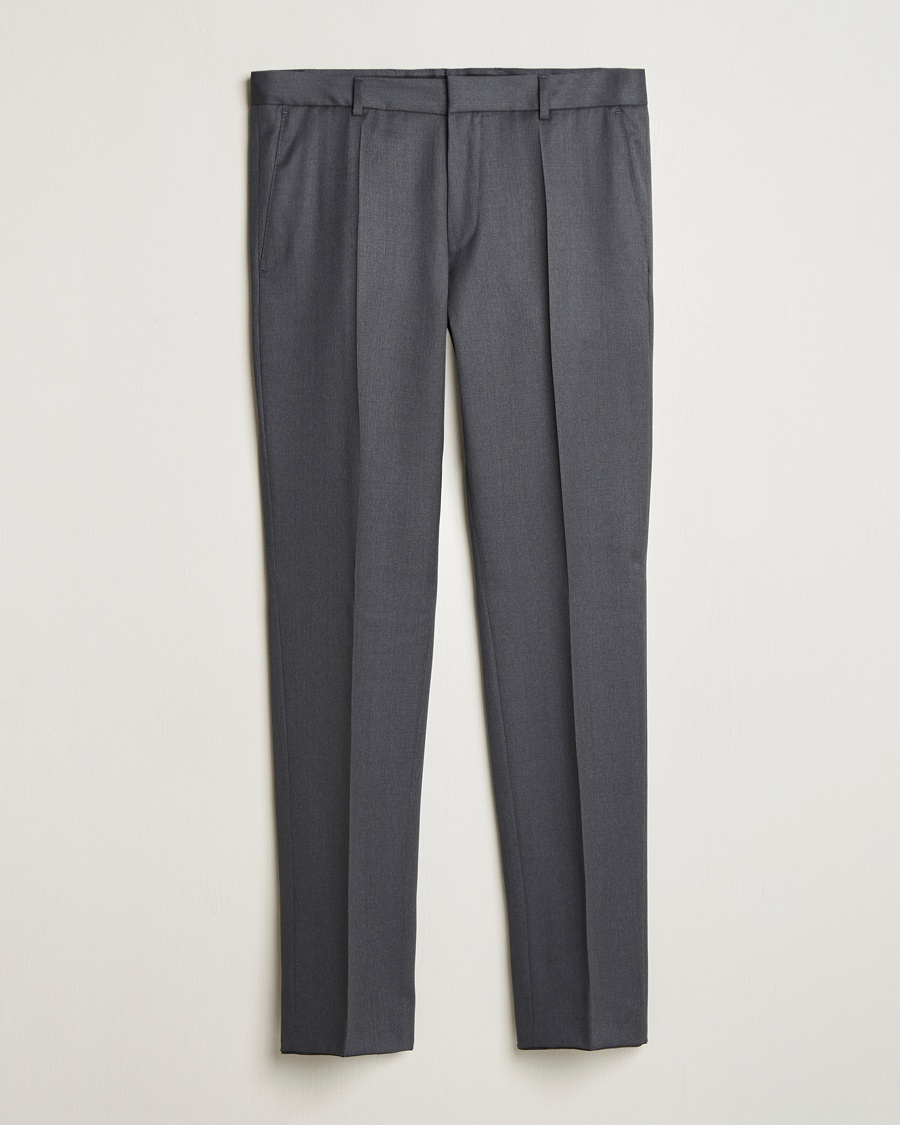 BOSS BLACK Genius Slim Fit Wool Trousers Dark Grey – Gris