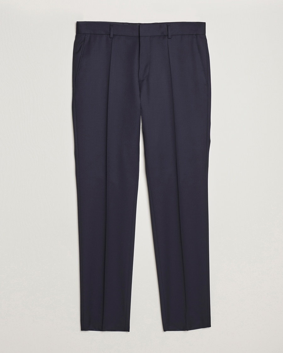 BOSS BLACK Genius Slim Fit Wool Trousers Dark Blue – Bleu