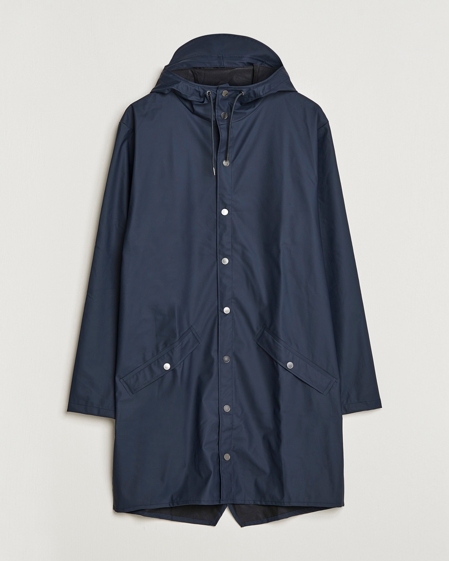 RAINS Long Jacket Navy – Bleu