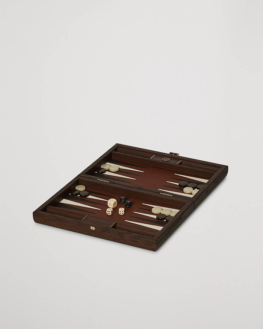 Manopoulos Small Leatherette Backgammon Set Caramel Brown – Marron