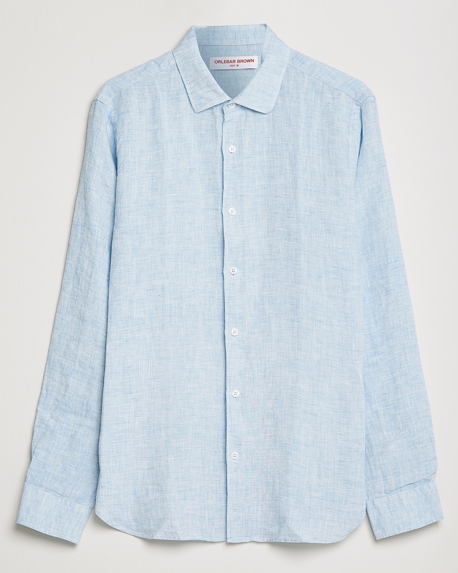 Orlebar Brown Giles Linen CLS Shirt Pale Blue/White – Bleu