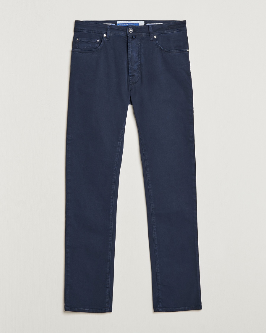 Jacob Cohën Bard Garment Dyed Gabardine Trousers Navy – Bleu