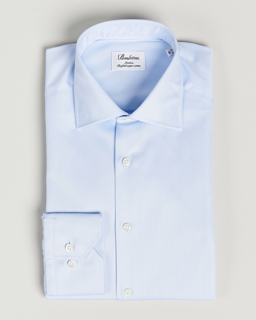 Stenströms Slimline Cut Away Shirt Light Blue – Bleu