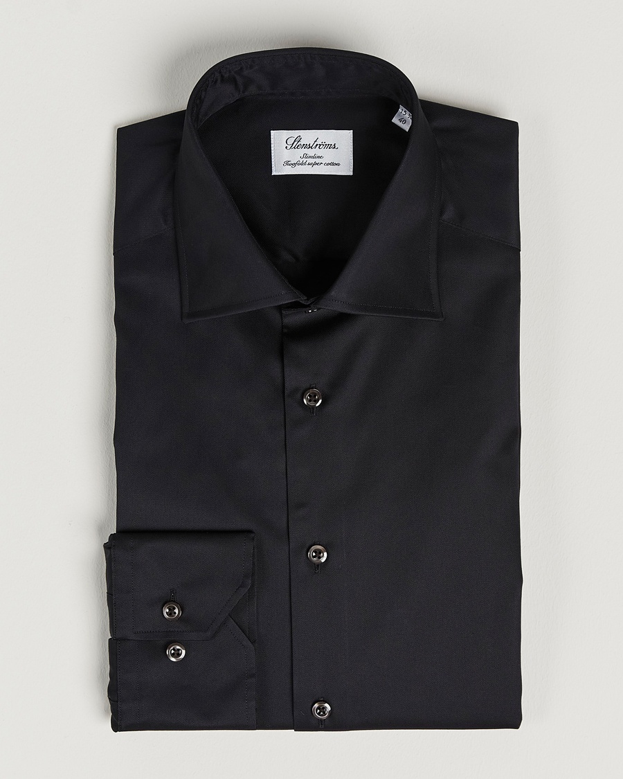 Stenströms Slimline Cut Away Shirt Black – Noir