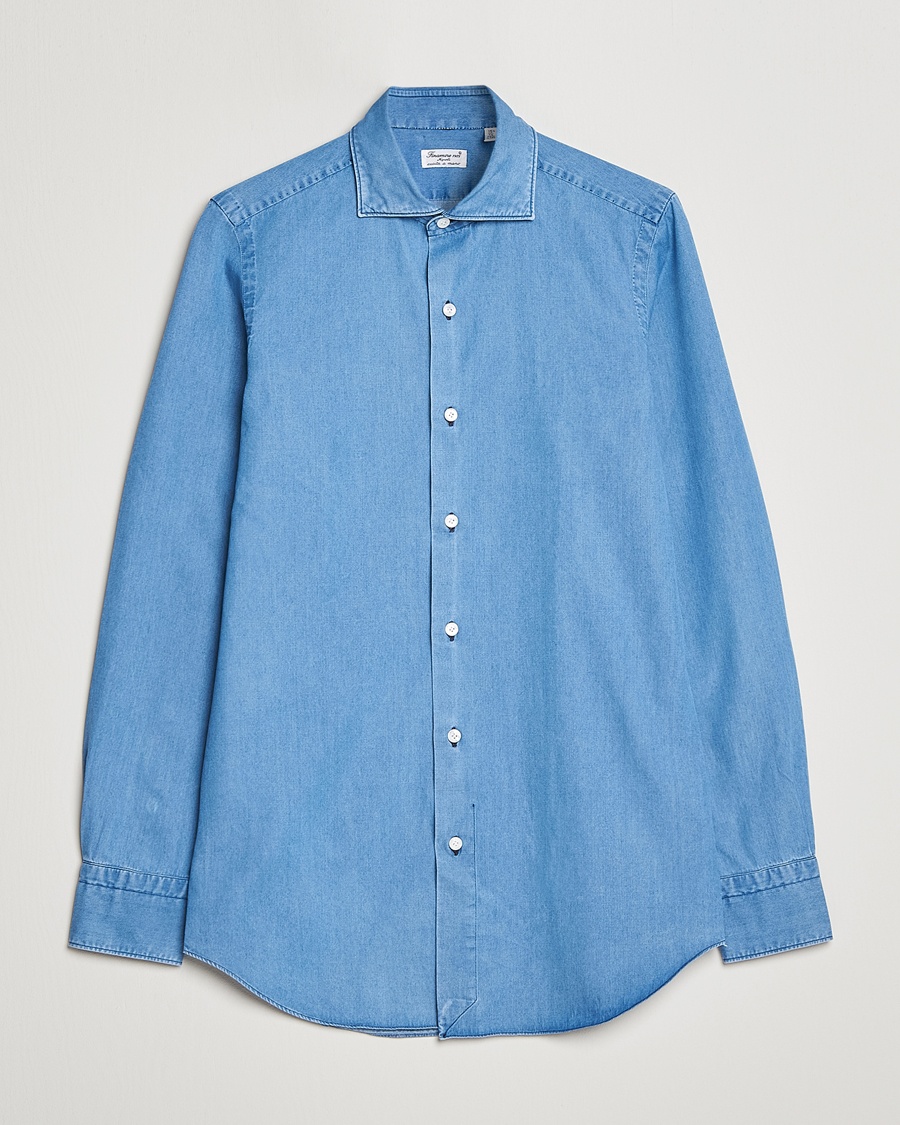 Finamore Napoli Milano Slim Denim Shirt Light Indigo – Bleu