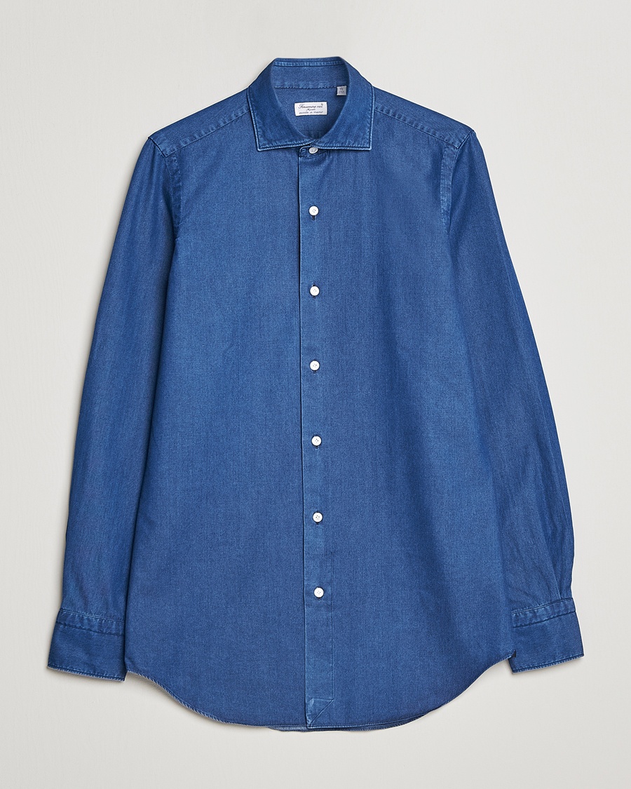 Finamore Napoli Milano Slim Denim Shirt Dark Indigo – Bleu
