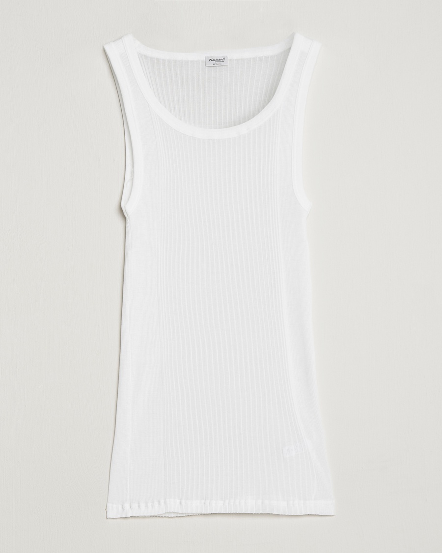 Zimmerli of Switzerland Ribbed Mercerized Cotton Tank Top White – Blanc