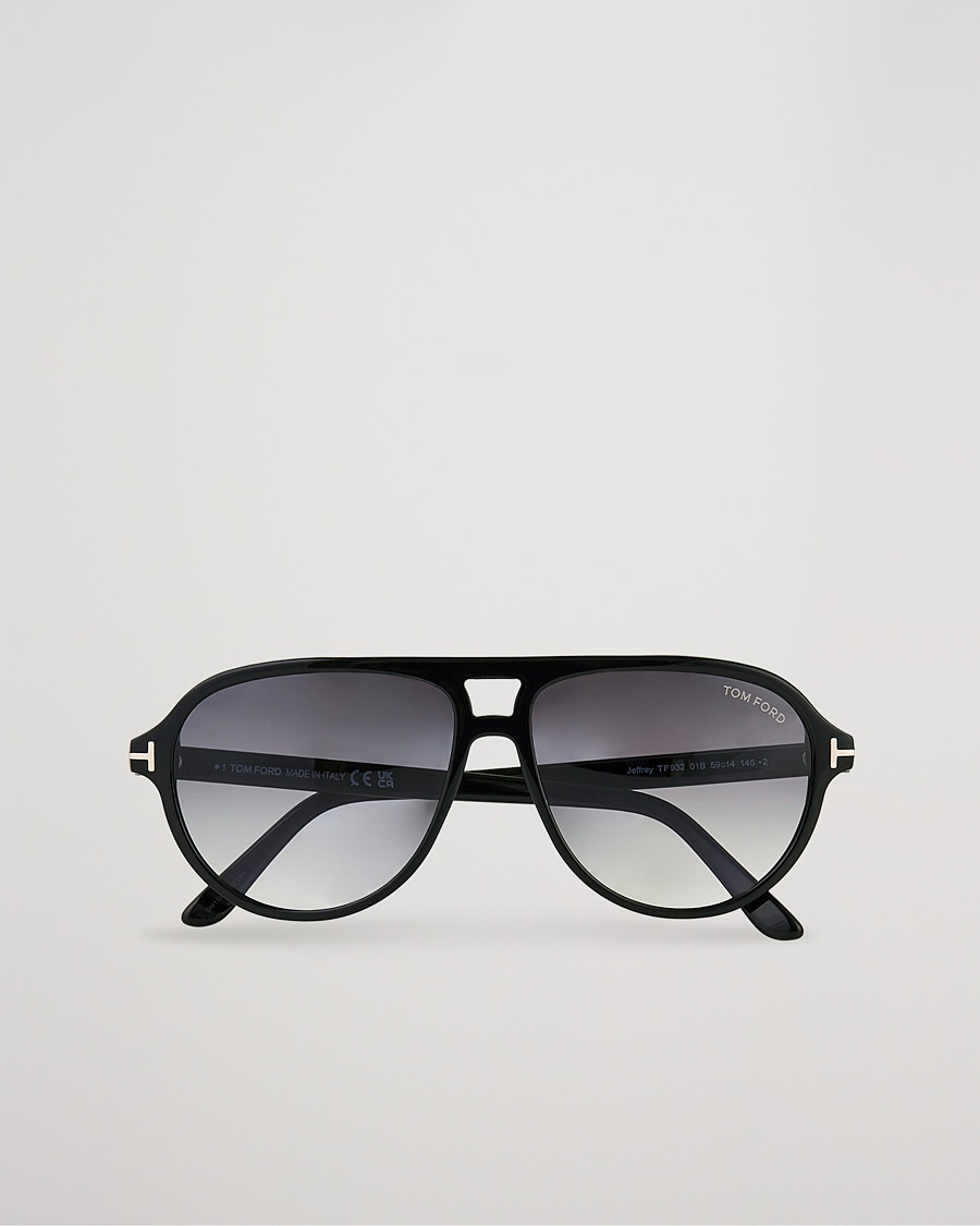 Tom Ford Jeffrey Sunglasses Shiny Black/Gradient Smoke – Noir