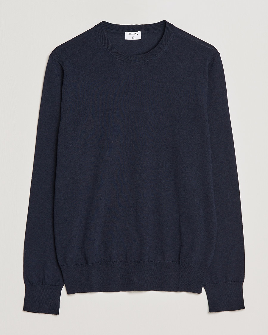 Filippa K Merino Round Neck Sweater Navy – Bleu