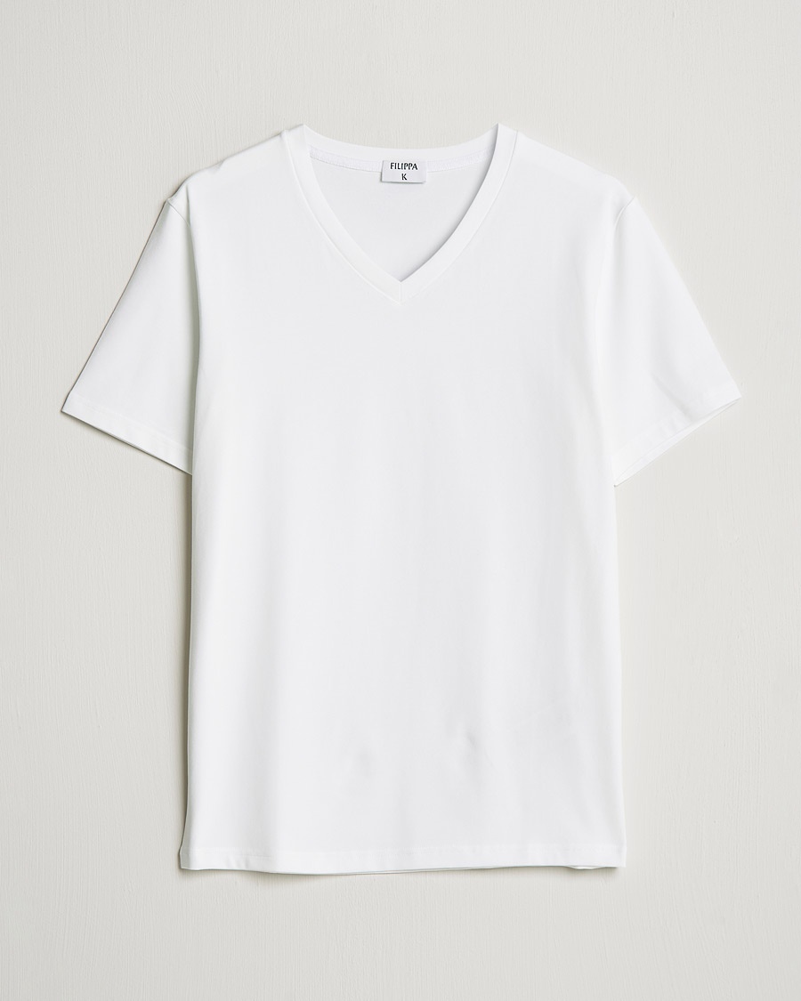 Filippa K Soft Lycra V-Neck Tee White – Blanc