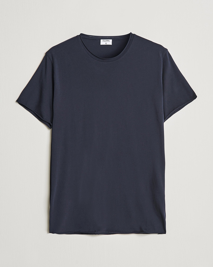 Filippa K Roll Neck Crew Neck Tee Navy – Bleu