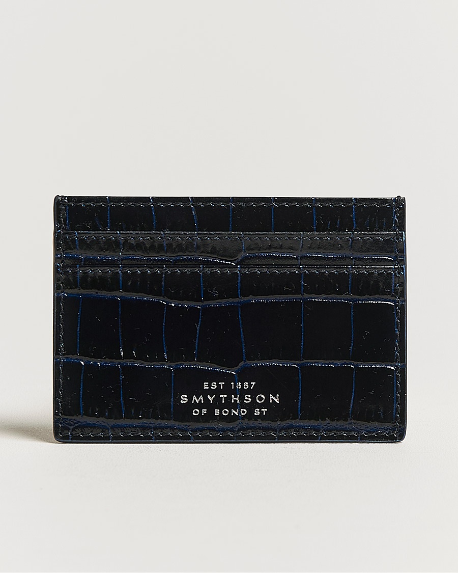 Smythson Mara Flat Cardholder Navy – Bleu