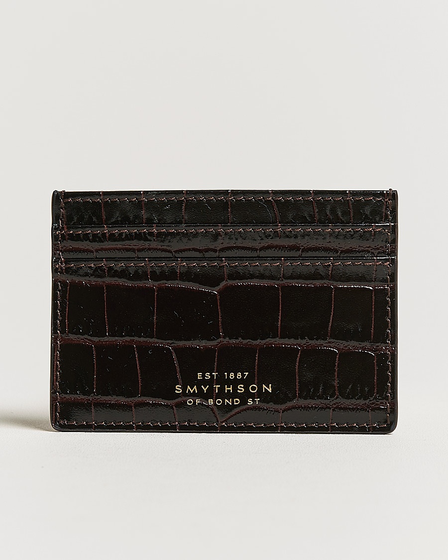 Smythson Mara Flat Cardholder Dark Brown – Marron