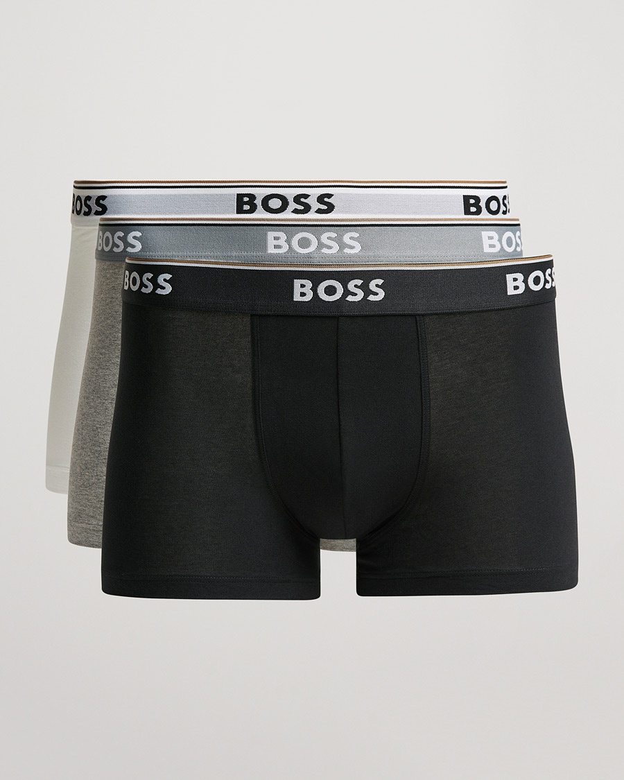 BOSS BLACK 3-Pack Trunk Boxer Shorts White/Grey/Black – Blanc