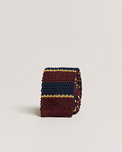 Homme |  | Polo Ralph Lauren | Knitted Striped Tie Wine/Navy/Gold