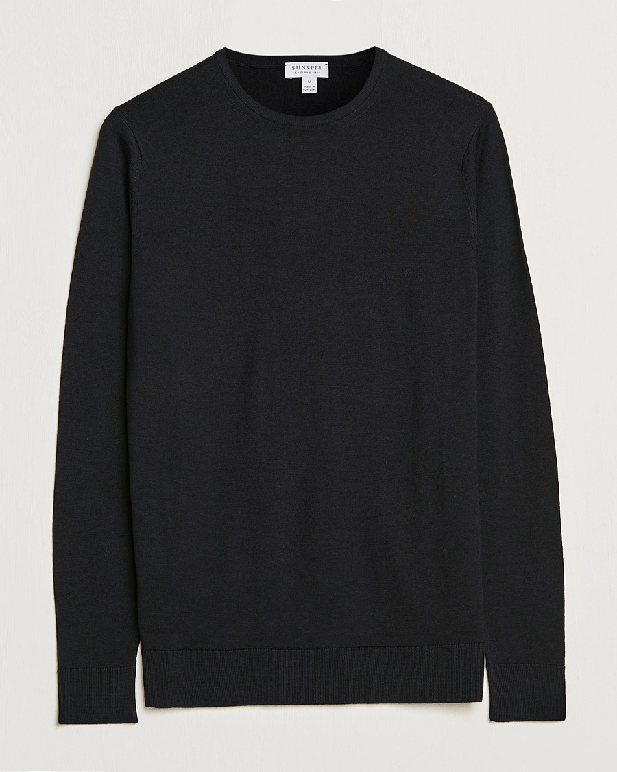 Sunspel Crew Neck Jumper Black – Noir