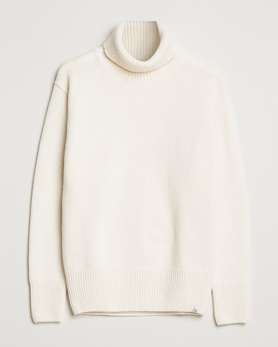 Merz b. Schwanen Merino/Cashmere Knitted Turtleneck Nature – Blanc