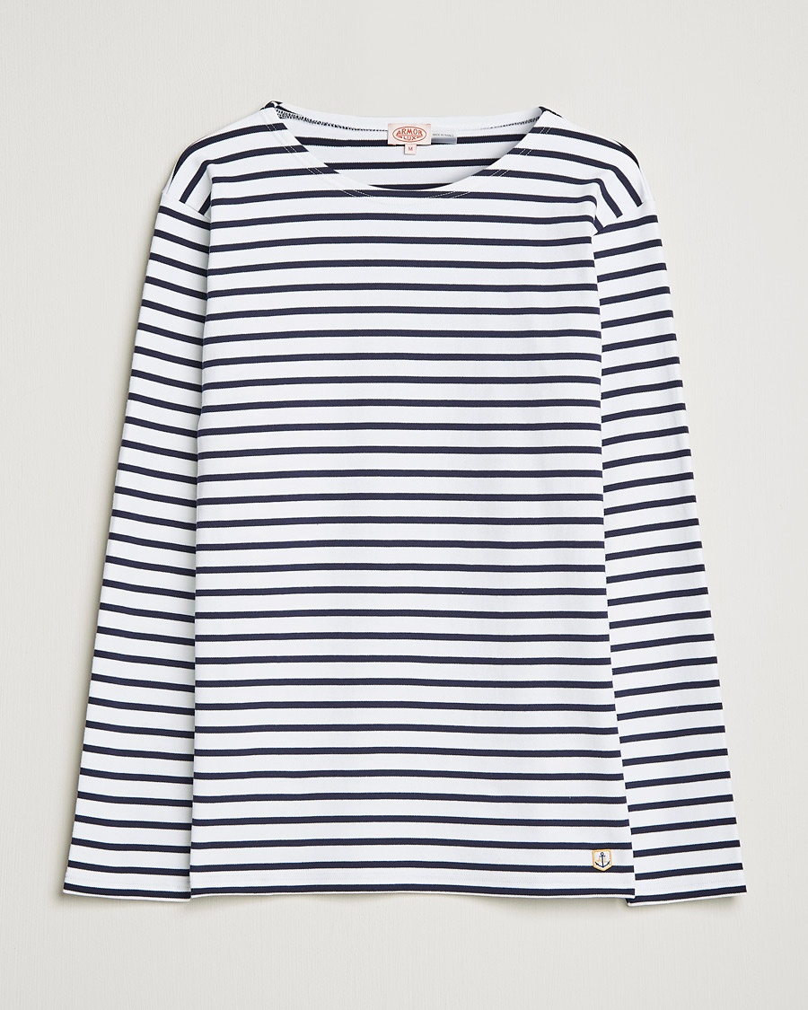 Armor-lux Houat Héritage Stripe Long Sleeve T-Shirt White/Navy – Bleu
