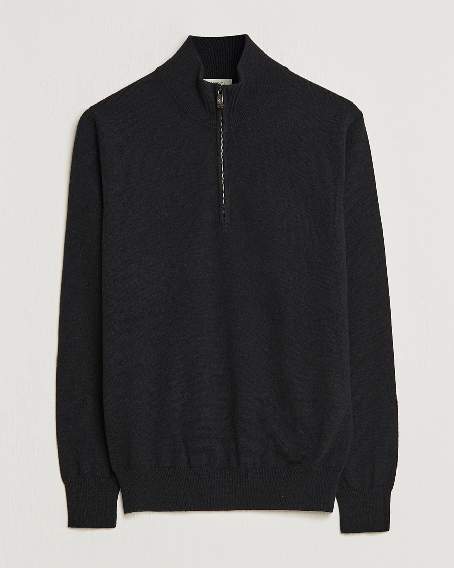 Piacenza Cashmere Cashmere Half Zip Sweater Black – Noir