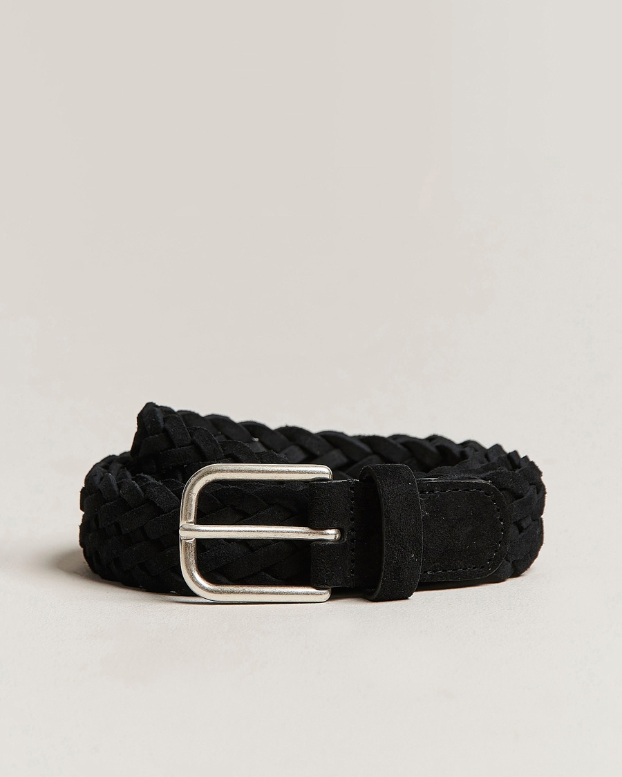 Anderson's Woven Suede Belt 3 cm Black – Noir