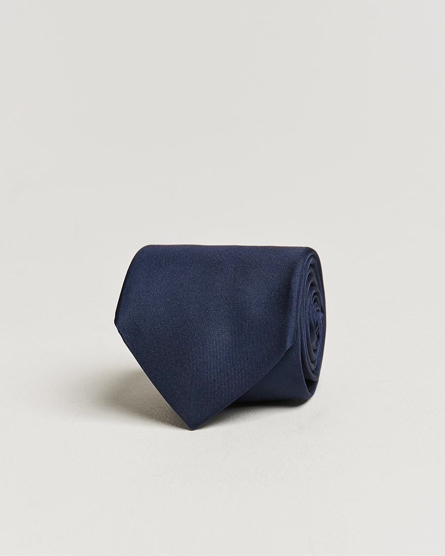 Stenströms Silk Tie Plain Navy – Bleu