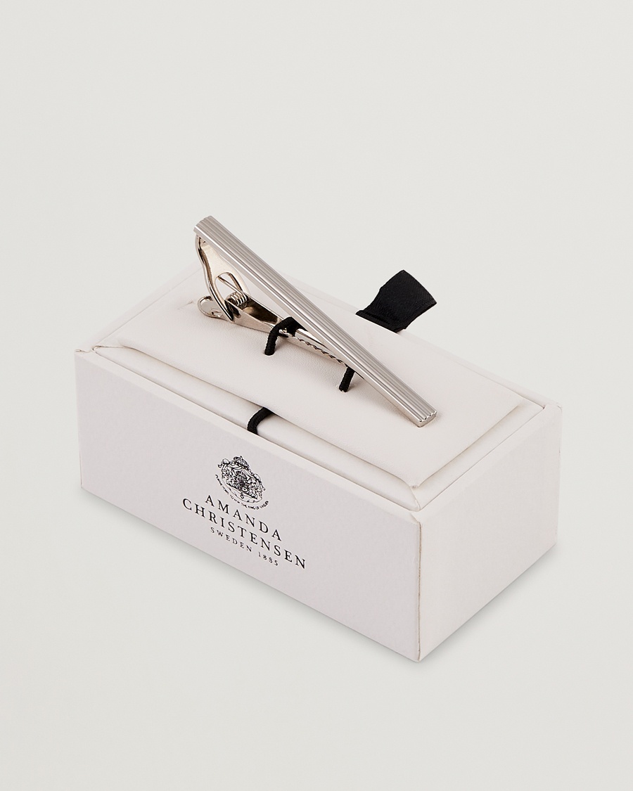 Amanda Christensen Ribbed Tie Clip Silver – Argent