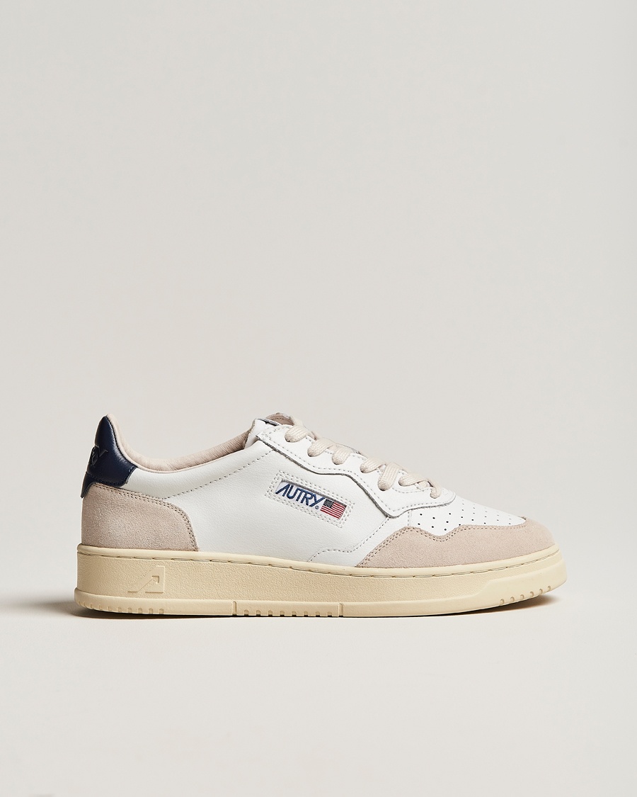 Autry Medalist Low Leather/Suede Sneaker White/Blue – Blanc